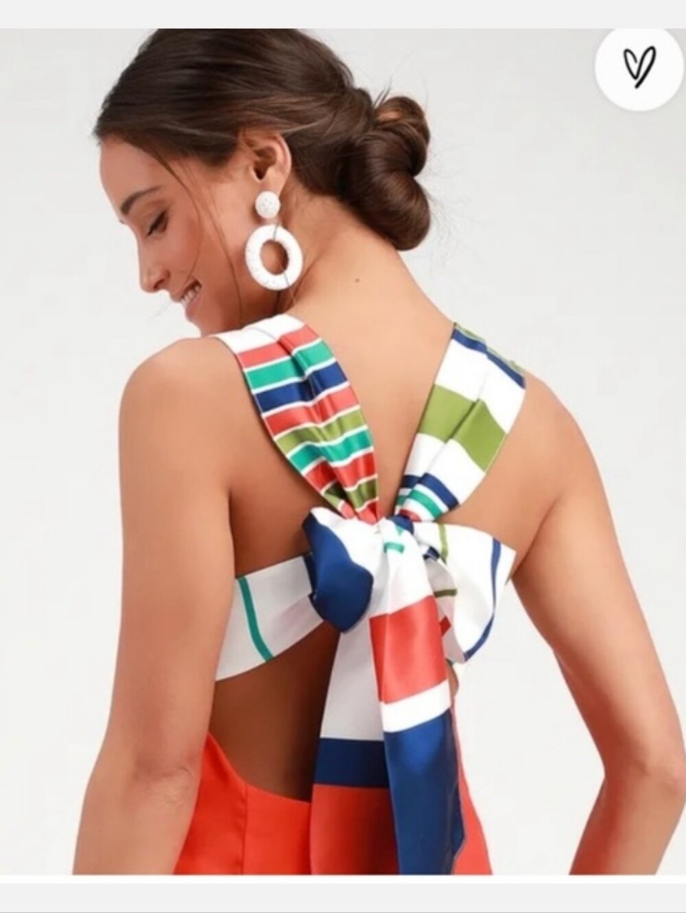 Lulu's Joyful Red Orange Multi Stripe Tie-back Mini Dress - Picture 2 of 8